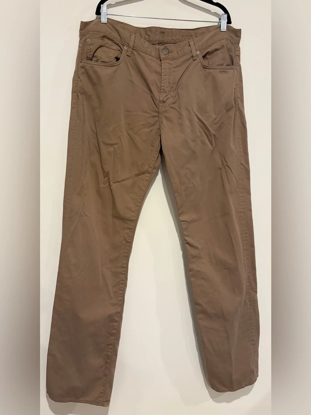 7 For All Mankind Carsen Easy Straight Leg Cotton Pants Tan Brown Size 38